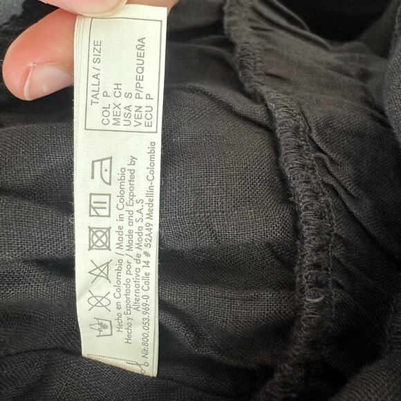 Touche Linen Set Small Black Co Ord Shorts Crop Top Resort Vacation Minimalist - Picture 9 of 11